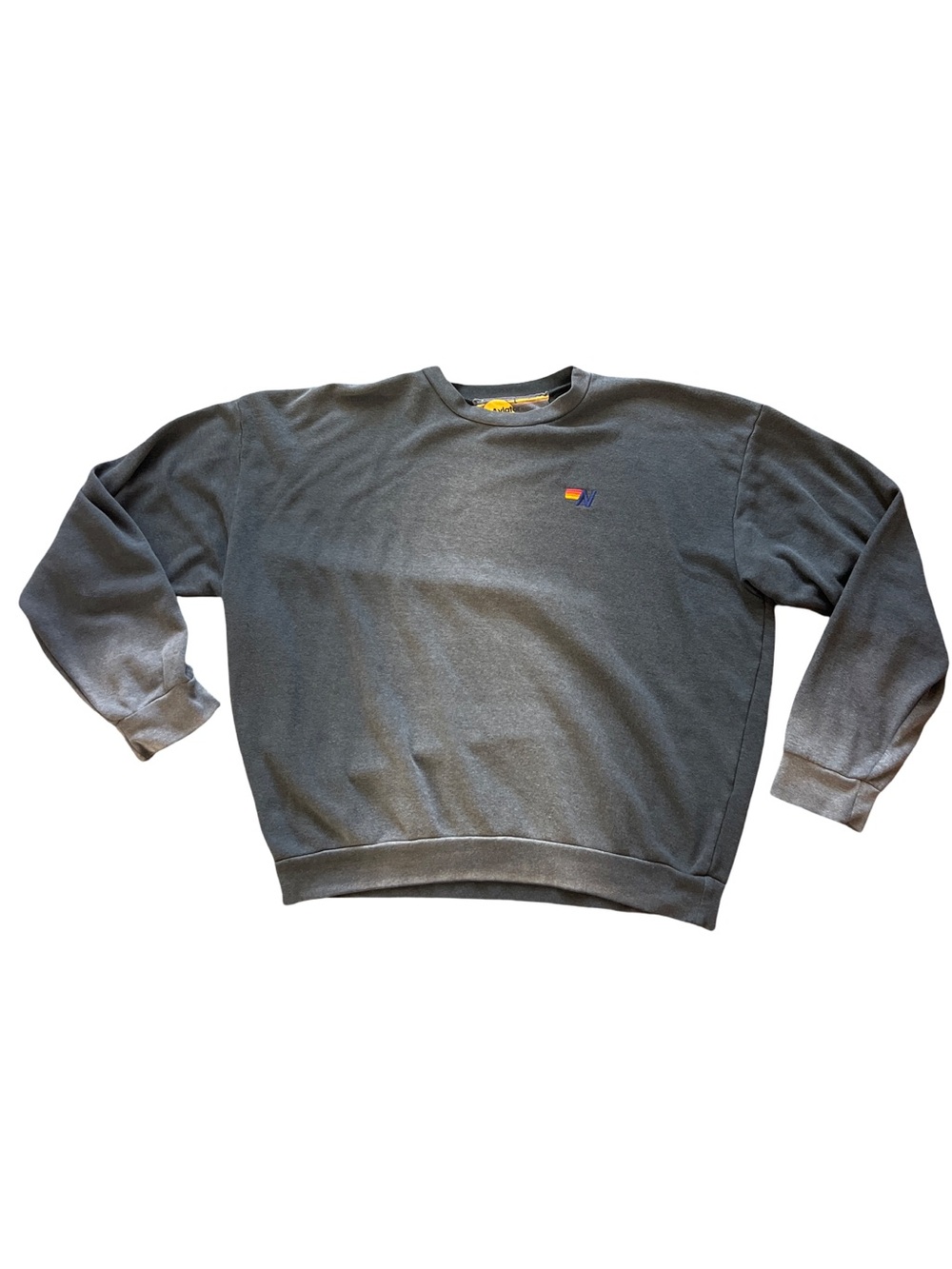 Aviator Nation Charcoal Crew Sweatshirt with Small Rainbow Patch